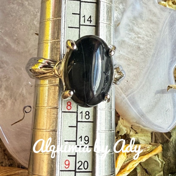 Black onyx silver gem ring - Picture 1 of 1